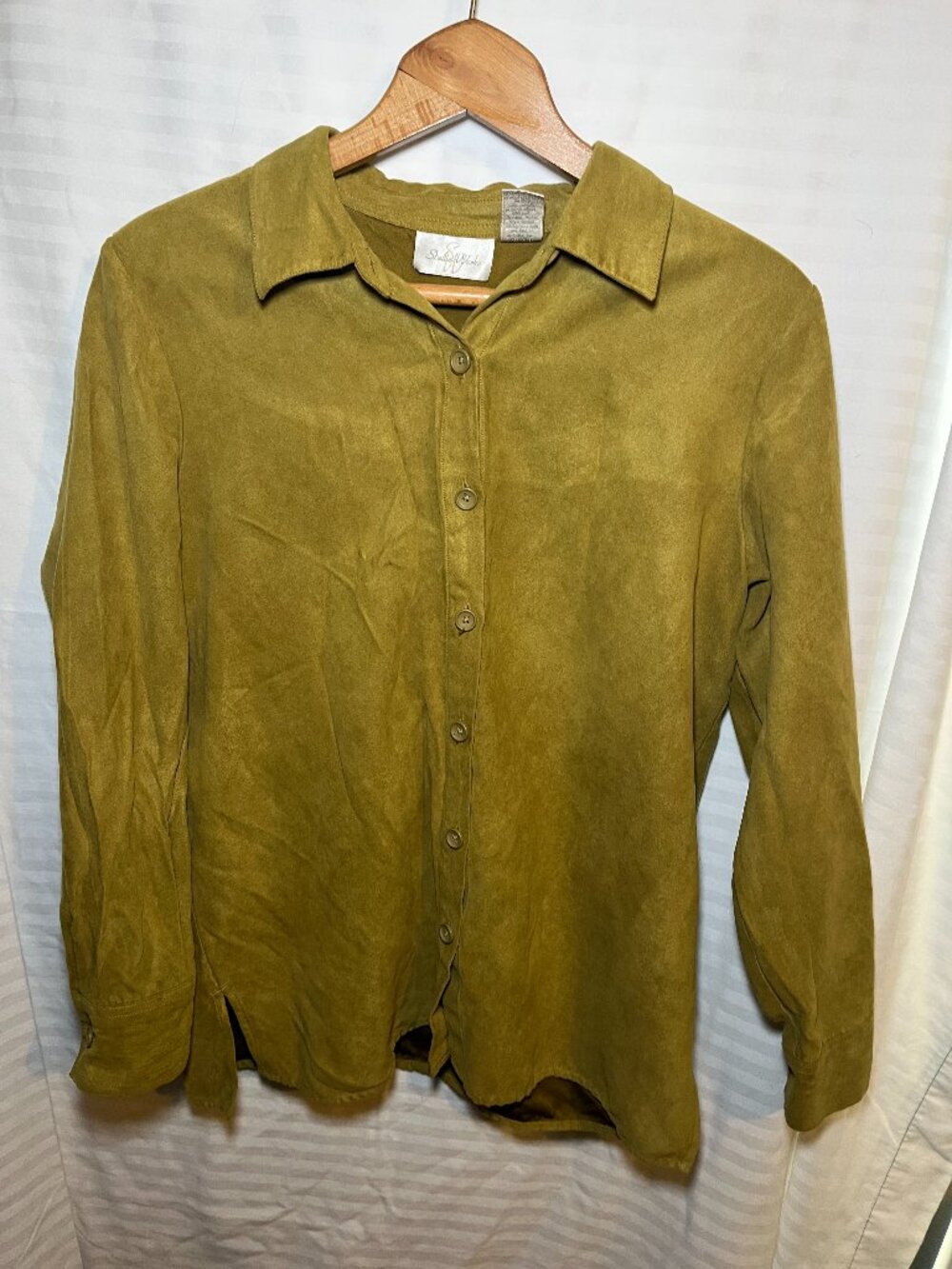 Studio Works Olive Button Up Blouse Medium